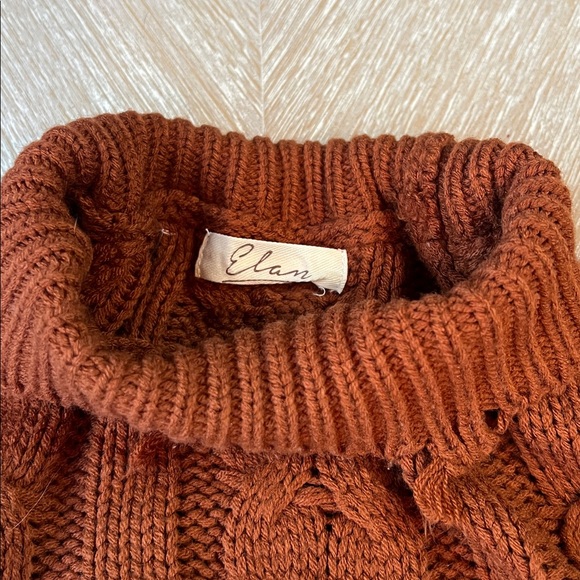 Elan Rust Cable Knit Turtleneck Sweater - Picture 2 of 6